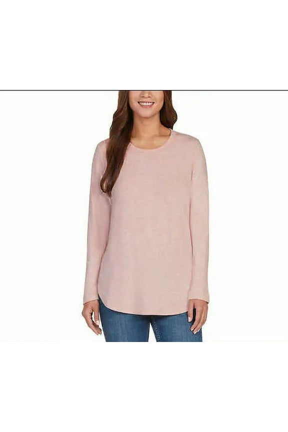 Womens' Long Sleeve Crew Tunic Top (Pink, XL)