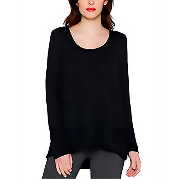 Matty M Womens Long Sleeved Black Tee, Large