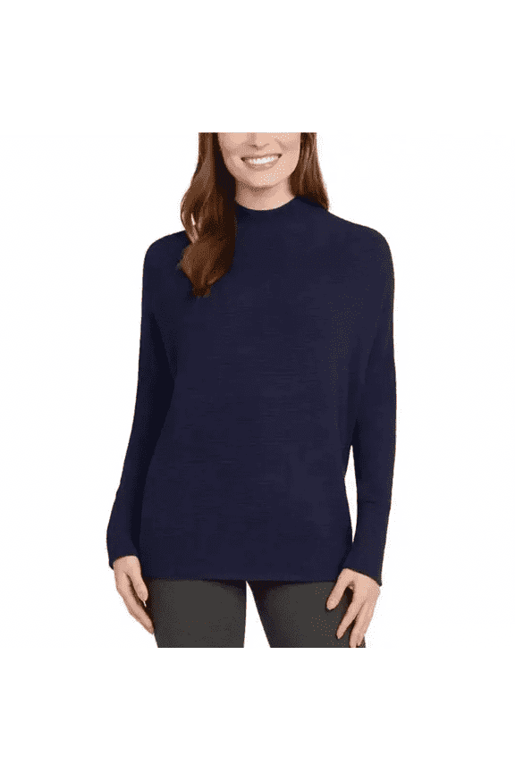 Womens Mock Neck Ribbed Tunic Heather Midnight XL