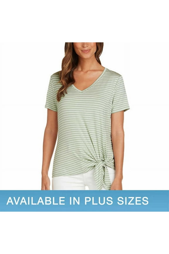 Womens Side Tie Tee,Light Olive,XX-Large