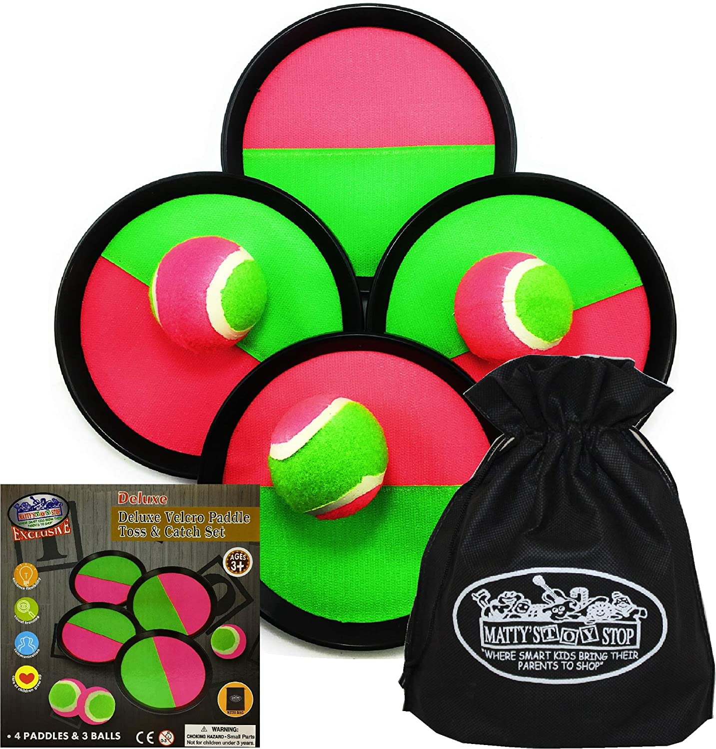 Matty's Toy Stop Deluxe Toss & Catch (Hook & Loop) Paddle Game Set with