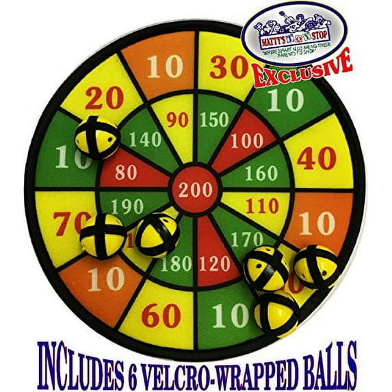 Matty's Toy Stop Deluxe Velcro Dart Board Safety Set 12" DartBoard w/ 6 Games for up to 2 Players