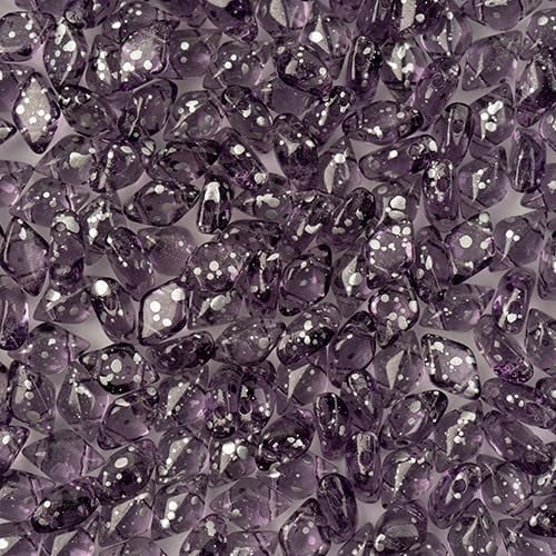 Matubo Czech Gemduo 2-Hole 50g Amethyst/Silver Splash 20060-15481 Glass beads for Jewelry Making, DIY Crafts & Decoration