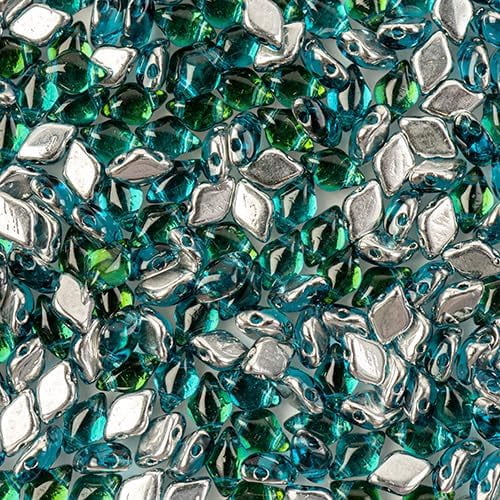 Matubo Czech Gemduo 2-Hole 50g Aquamarine/Backlit Menthol 60020-26732 Glass beads for Jewelry Making, DIY Crafts & Decoration