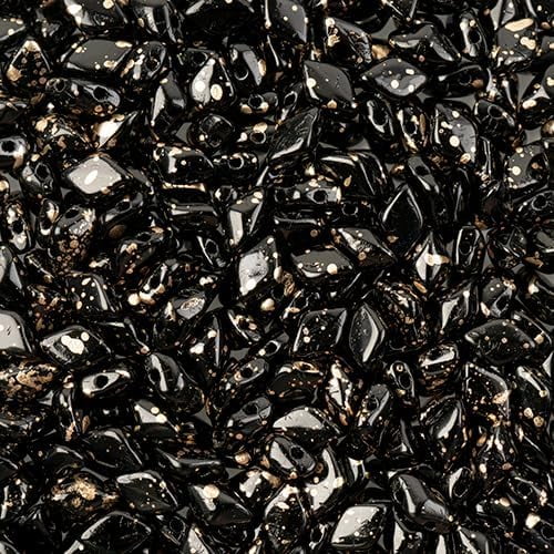 Matubo Czech Gemduo 2-Hole 50g Jet/Gold Splash 23980-94401 Glass beads for Jewelry Making, DIY Crafts & Decoration