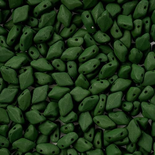 Matubo Czech Gemduo 2-Hole 50g Neon Forest Green 02010-29542 Glass beads for Jewelry Making, DIY Crafts & Decoration