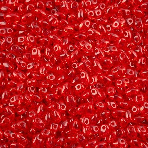 Matubo Czech Miniduo 2-Hole 50g Ruby 90080 Glass beads for Jewelry Making, DIY Crafts & Decoration