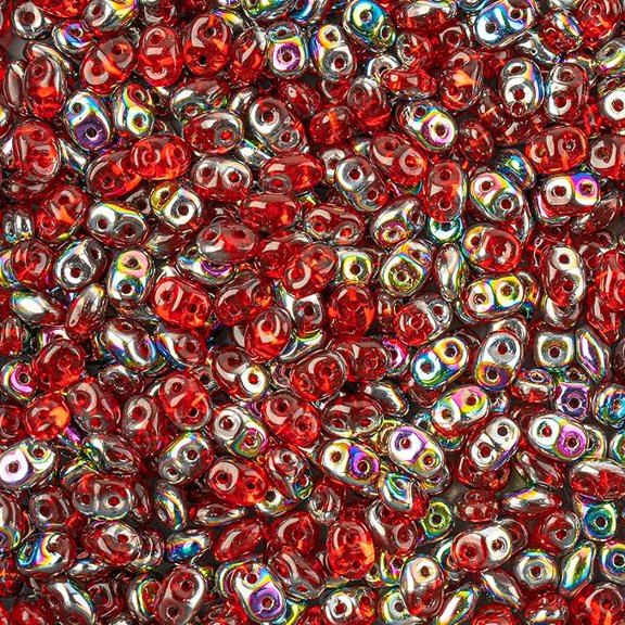 Matubo Czech Superduo 2-Hole 100g Ruby/Vitrail 90080-28101 Glass beads for Jewelry Making, DIY Crafts & Decoration