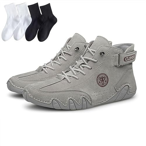 Matufit Shoes for Men, Men's Genuine Leather Waterproof Non-Slip Fashionable Orthopedic Shoes, Side Zip Slip-On Flats
