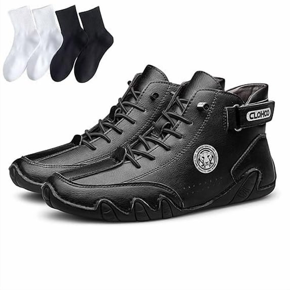 Matufit Shoes for Men, Men's Genuine Leather Waterproof Non-Slip Fashionable Orthopedic Shoes, Side Zip Slip-On Flats