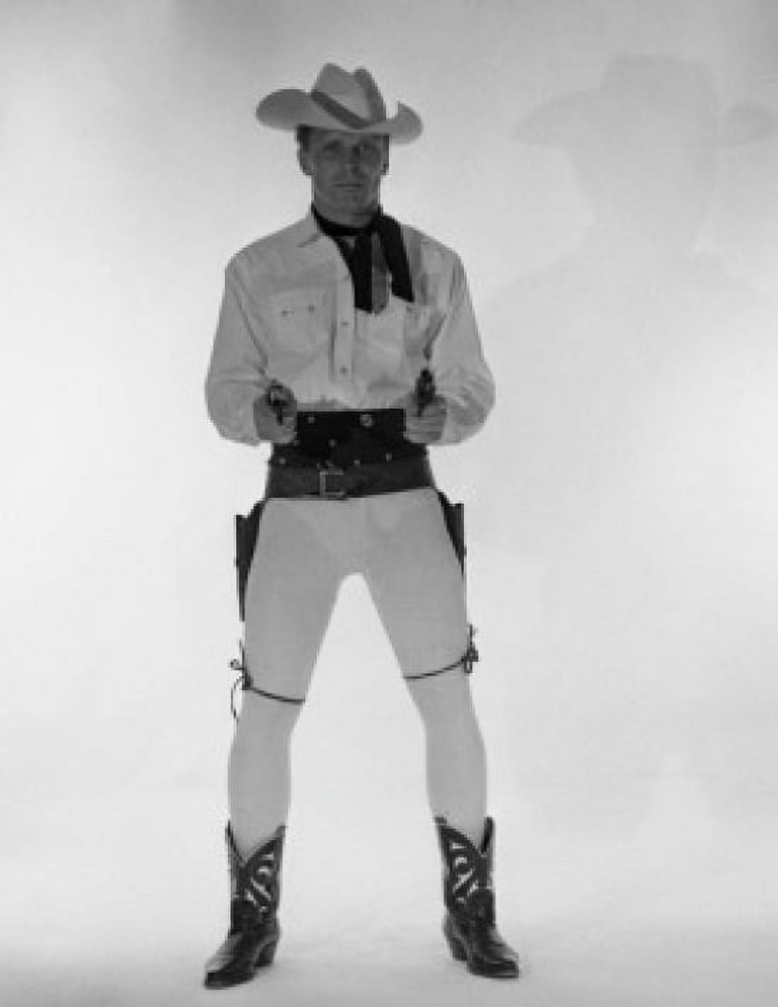 Mature cowboy holding guns Canvas Art - (18 x 24)