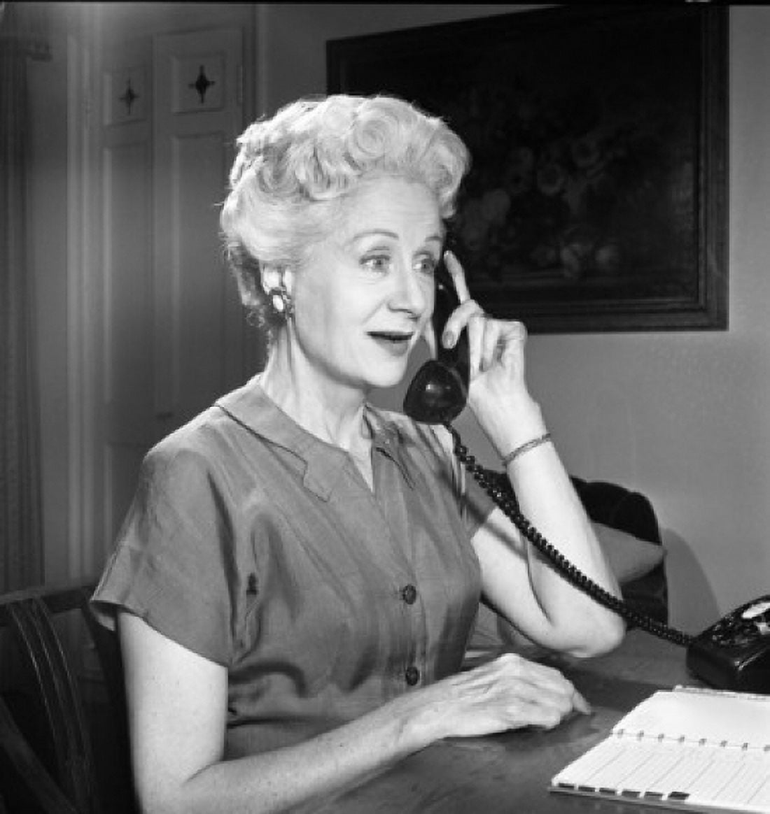 Mature woman talking on the phone Canvas Art - (24 x 36)