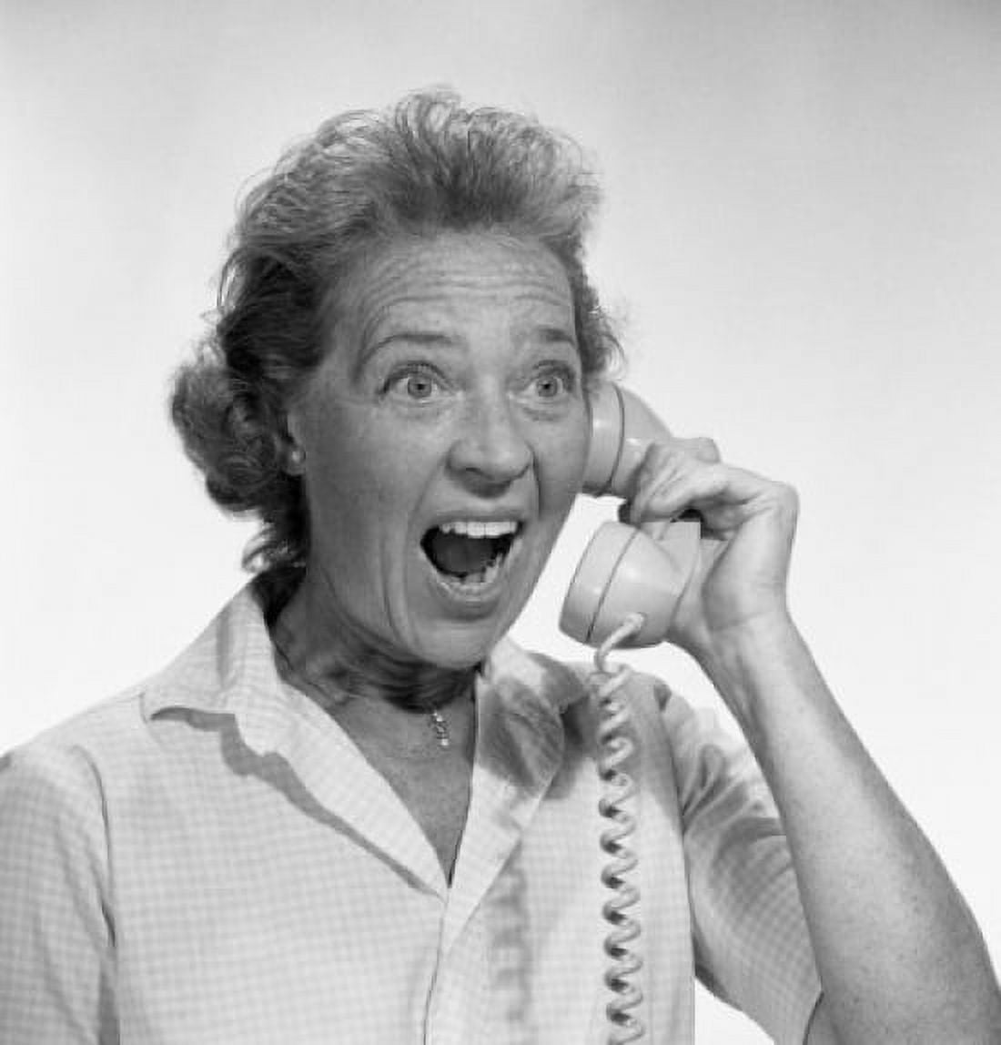 Mature woman yelling on telephone Canvas Art - (24 x 36)