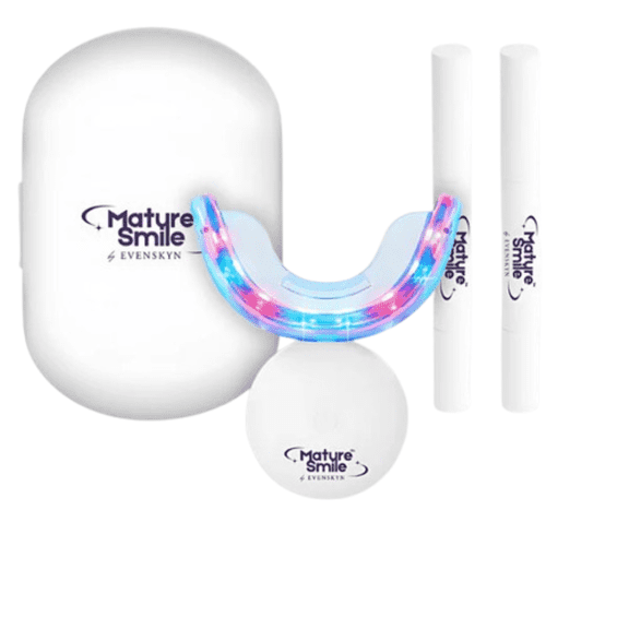 MatureSmile LED Teeth Whitening Kit with 4 Gel Pens (20 Applications) | Gentle Formula with Dual LED Light Mouthpiece | Comfortable Fit & Designed for Everyday Use at Home