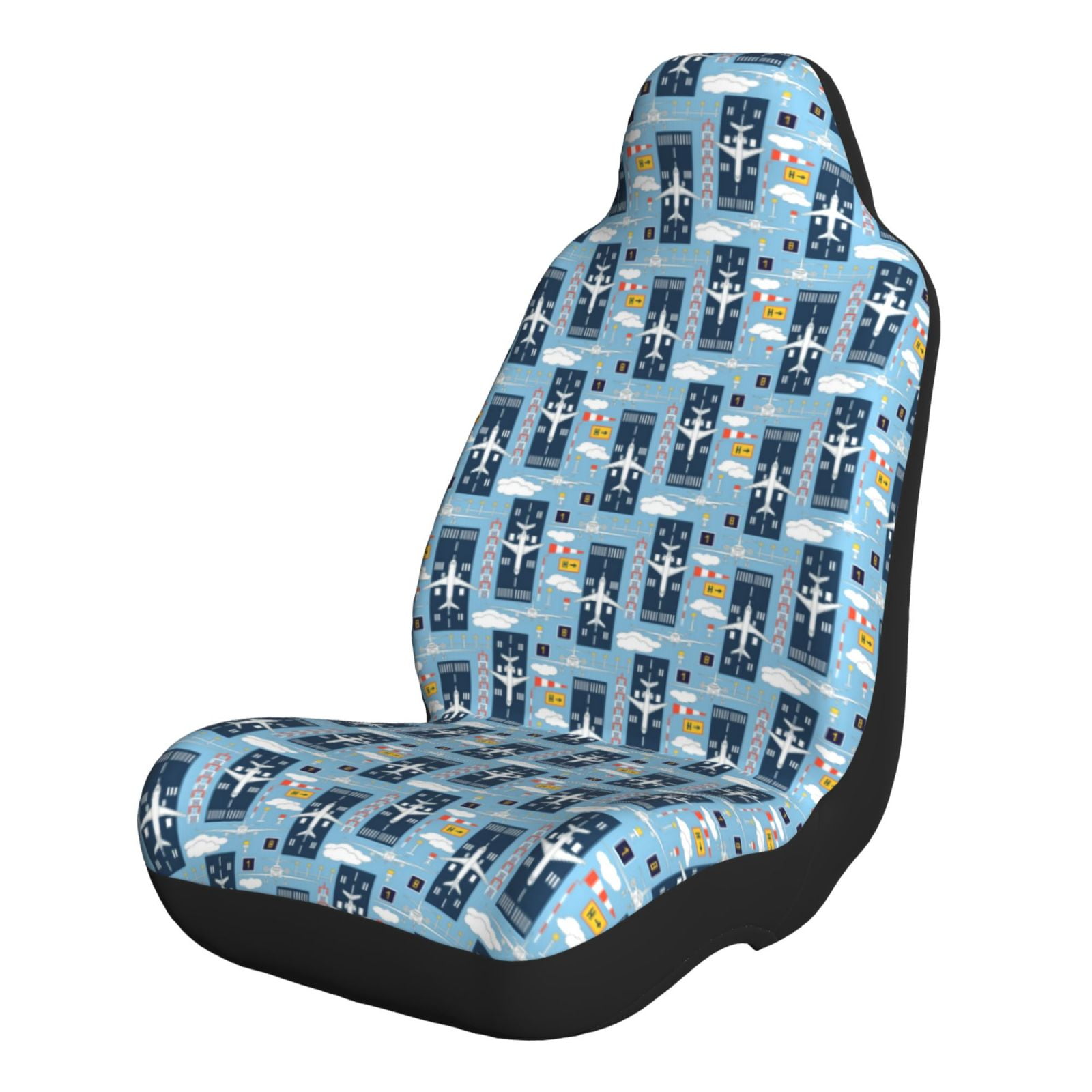 Matuu Airplanes and Aviation Signs Printed Car Seat Covers Full Set