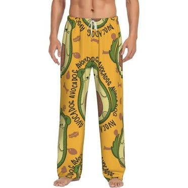 Matuu Avocado Dog for Men's long straight-leg pajama pants, elastic waistband casual pants (with pockets) Small