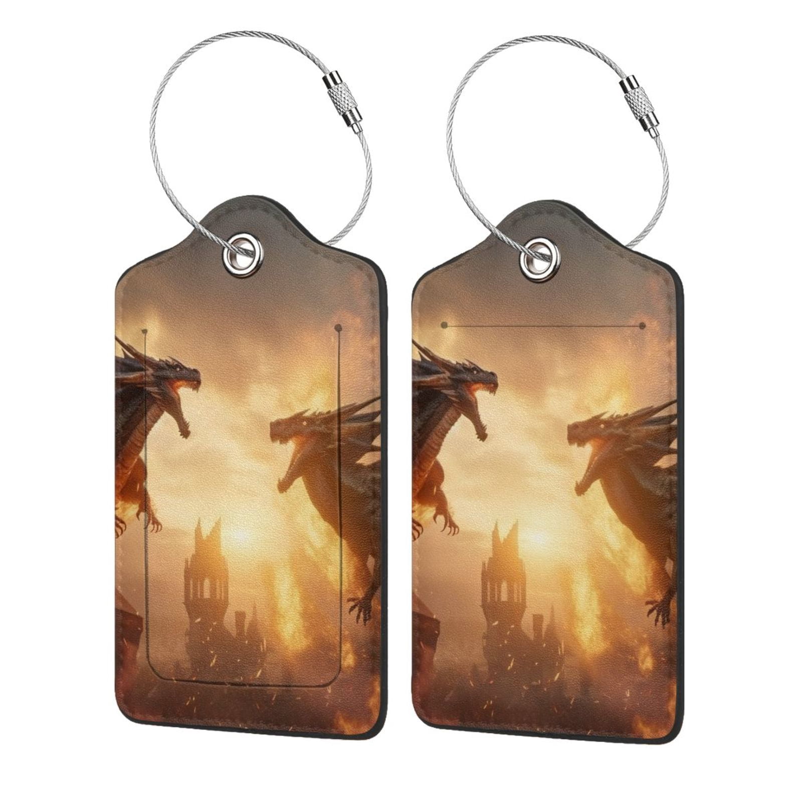 Matuu Castle Cool Fire Dragon for Leather Luggage Tag Privacy Cover ID ...