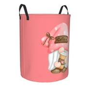 Matuu Coffee Gnome (1) print Portable simple household items easy storage round laundry basket with handle