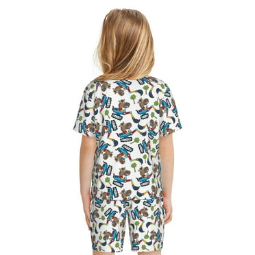 Matuu Funny Excavator for Short-Sleeved Pajama Set for Kids Soft Sleepwear for Boys and Girls Small