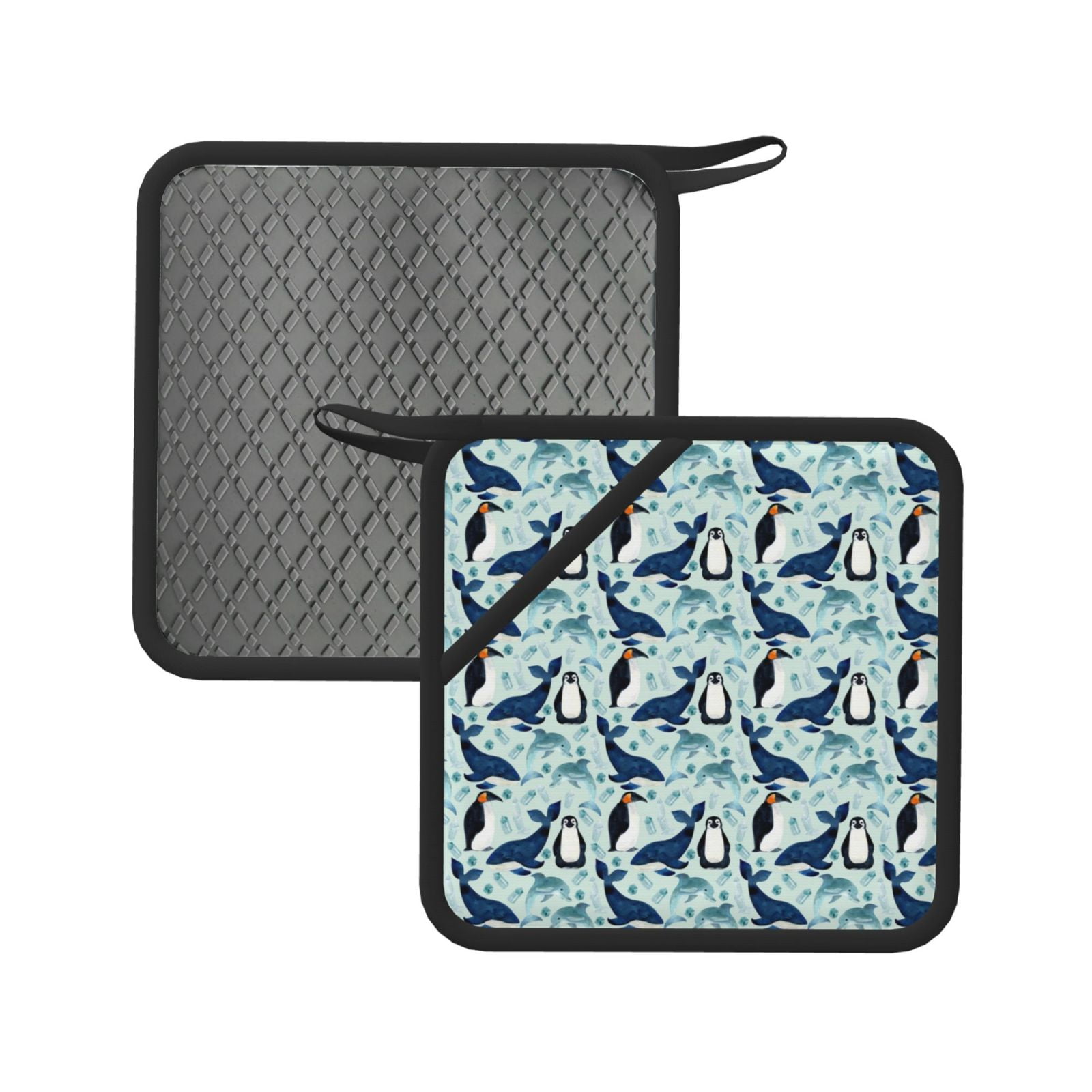 Matuu Penguins Dolphins Whales for Square Silicone Antihot Pad for