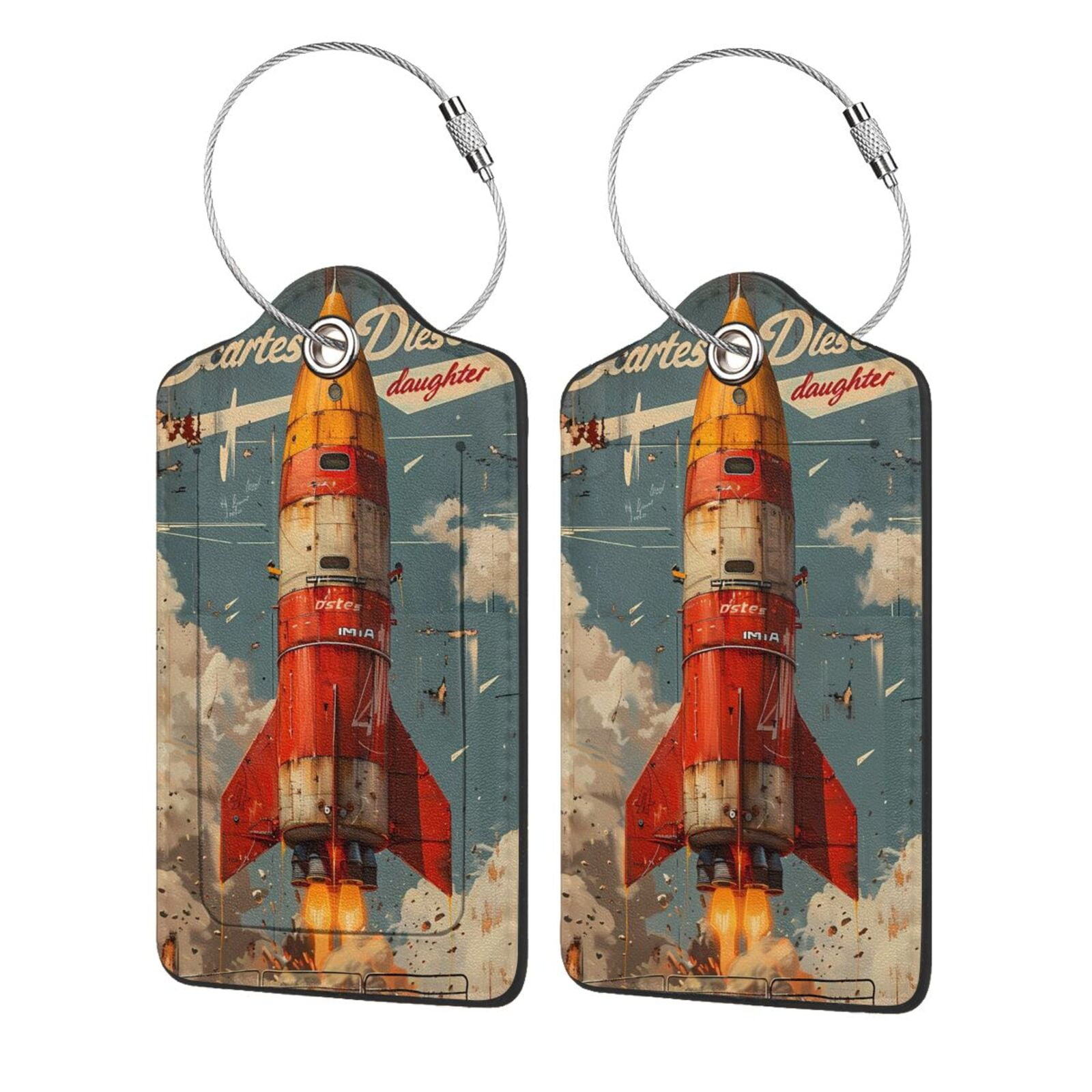 Matuu Rusty Rocket Launch for Leather Luggage Tag Privacy Cover ID ...