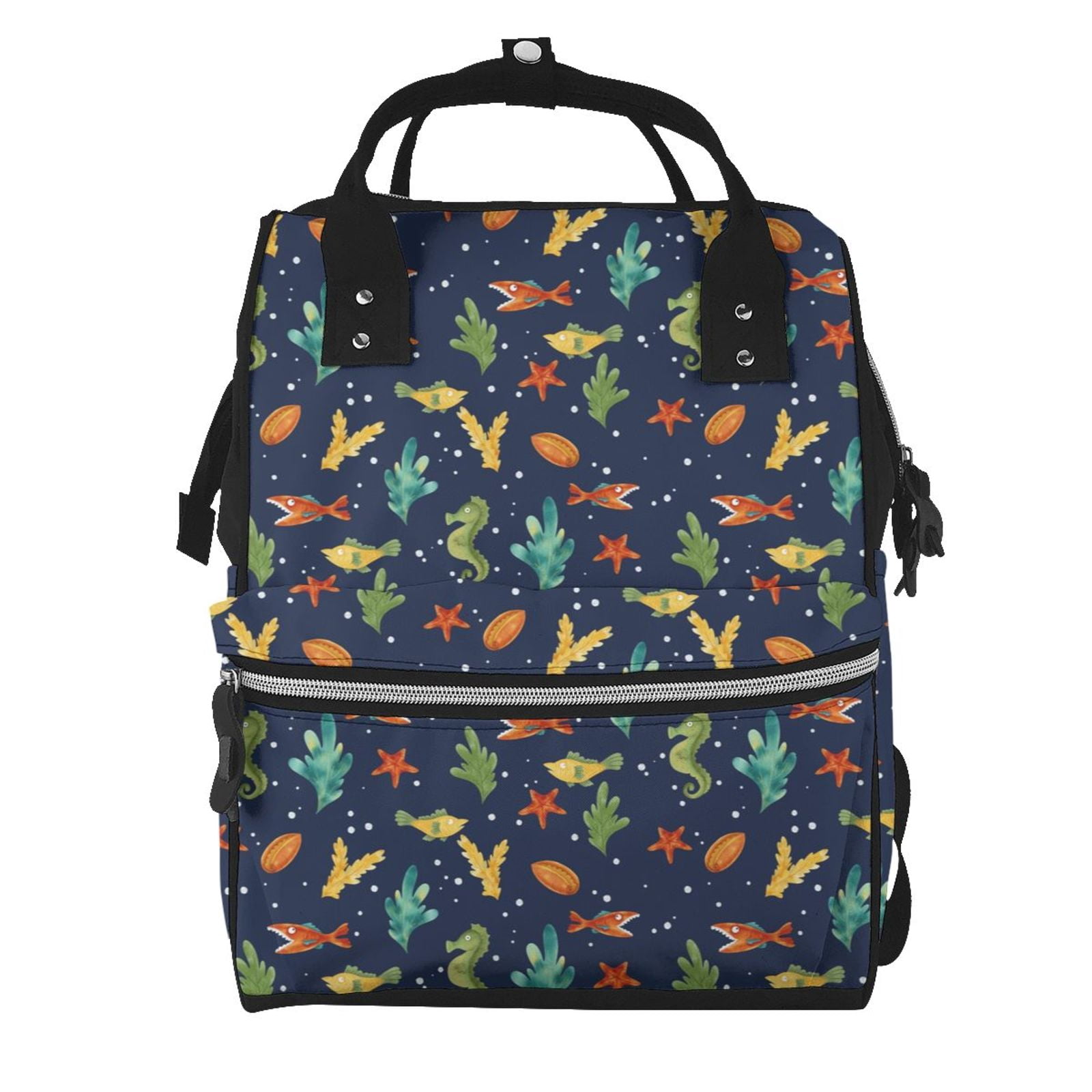Custom Diaper Bag With Name - Personalized Baby Bag, Fishing Theme, Waterproof Nylon Tote Backpack