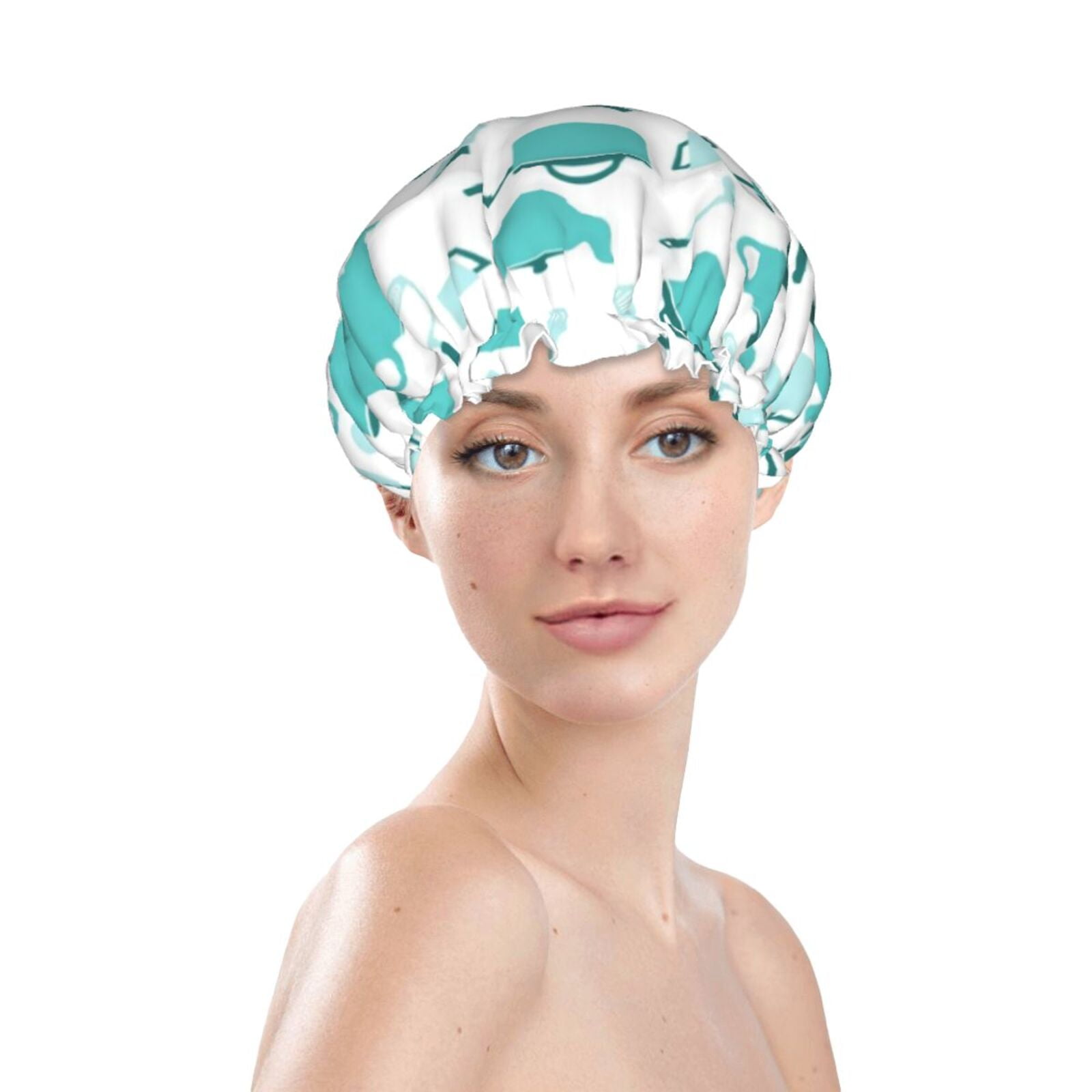 Matuu Utensiles print Double Layer Elastic Waterproof Shower Cap