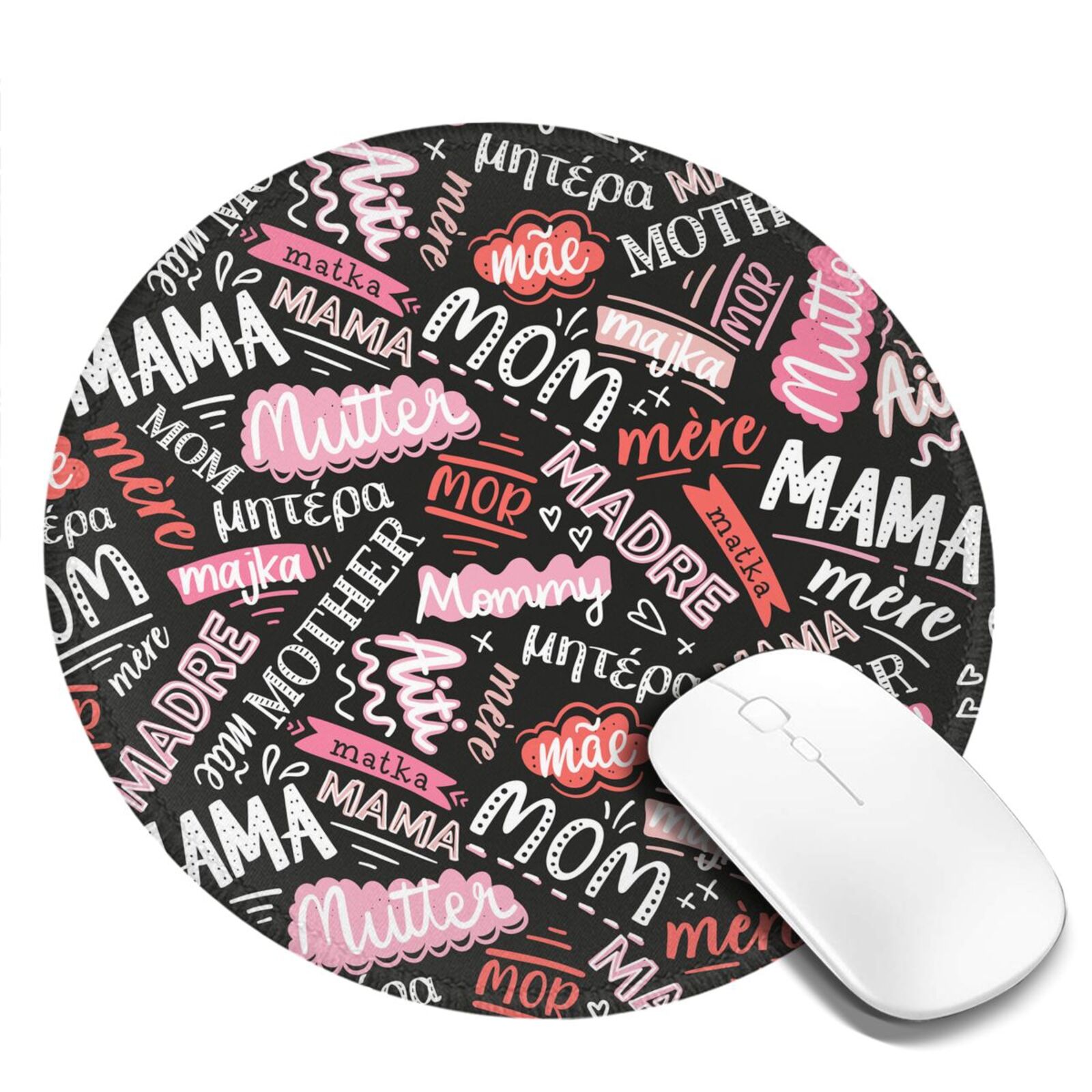 Matuu Various Languages Mother Printed Round Mouse Pad, Non-Slip ...