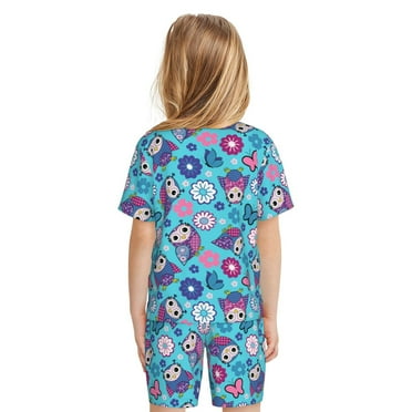 Matuu Wls And Flowers for Short-Sleeved Pajama Set for Kids Soft Sleepwear for Boys and Girls XX-Large