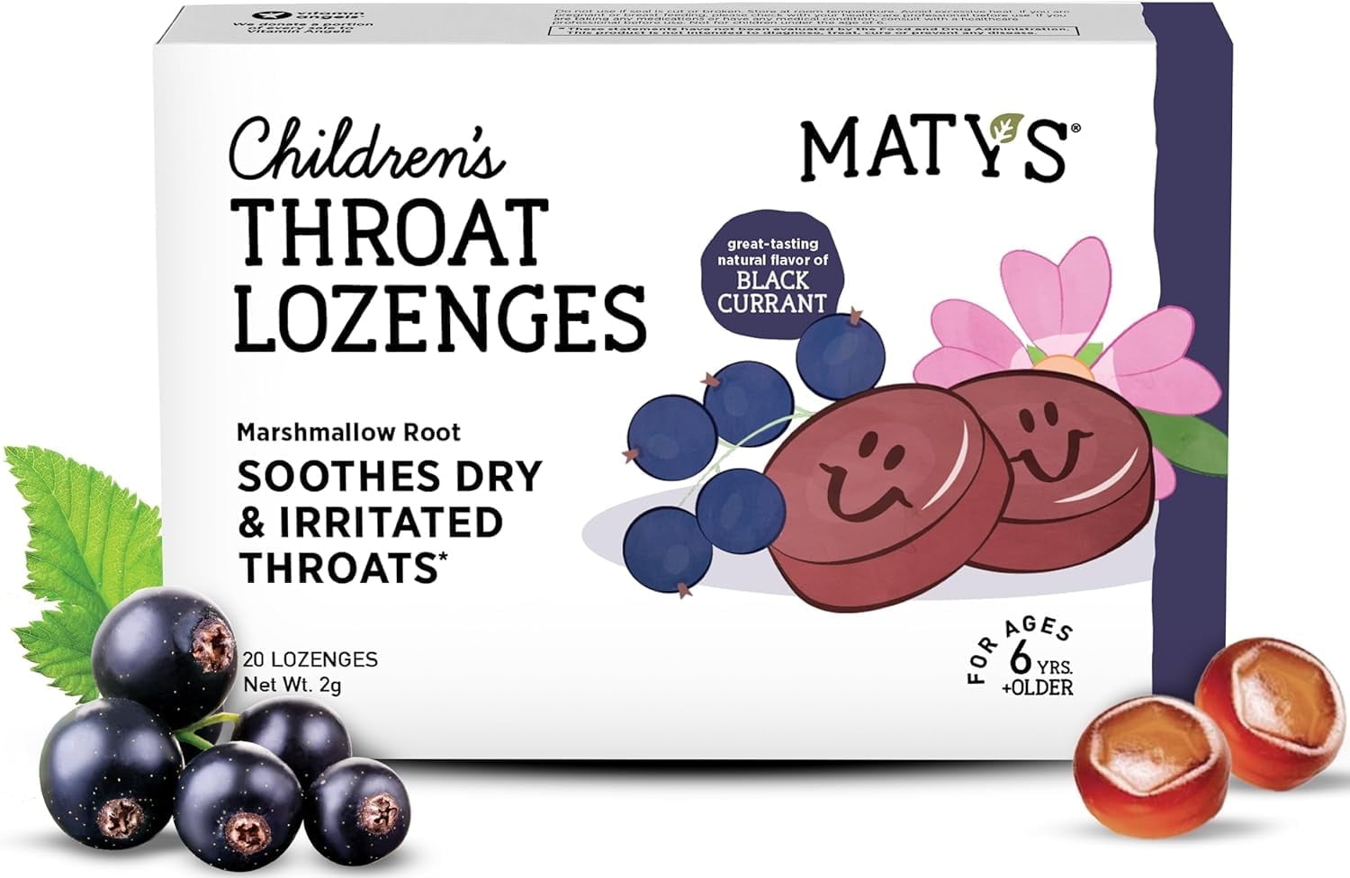 Matys Kids Throat Lozenges for Ages 6 Years Old +, Tasty Black Currant