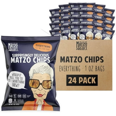 The Matzo Project Matzo Chips, Everything, Kosher, (Not Kosher for Passover), Vegan, Nut-Free, Nothing Artificial (1 oz, 24 Snack Bags)