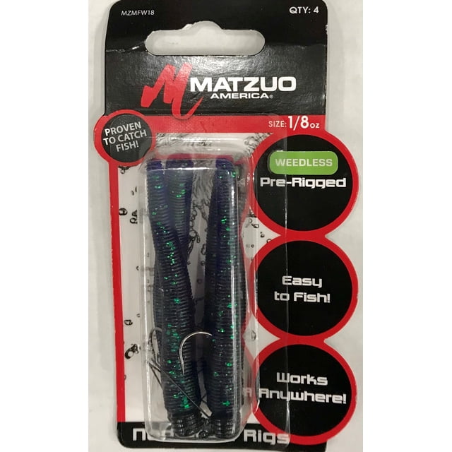 Matzuo 1/8 oz Weedless Ned Rig Black/Blue 4pk, Fishing Rigs - Walmart ...