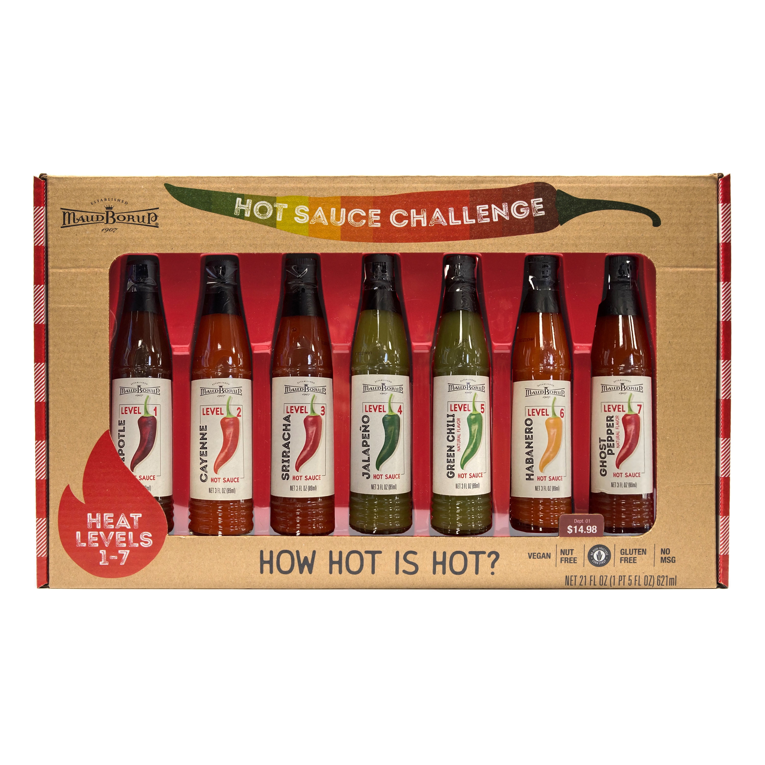 Maud Borup 7 Pack Hot Sauce Challenge Gift Set