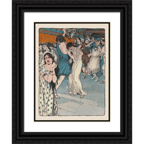 Maud Hunt Squire 15x18 Black Ornate Wood Framed Double Matted Museum Art Print Titled - As He Spoke Phineus and All His Men-At-Arms Stopped Short (1901)