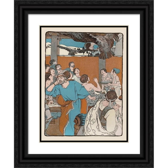 Maud Hunt Squire 15x18 Black Ornate Wood Framed Double Matted Museum Art Print Titled - The Snatched the Meat from off the Table, and Flew Shrieking Out Above the Roofs (1901)