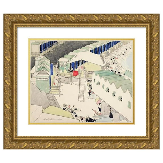 Maud Sherwood 23x20 Gold Ornate Framed and Double Matted Museum Art Print Titled - The Beach, Capri (circa 1930)