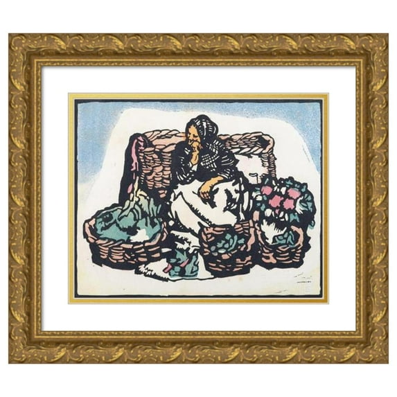 Maud Sherwood 24x20 Gold Ornate Framed and Double Matted Museum Art Print Titled - Spanish Market Woman (1928)