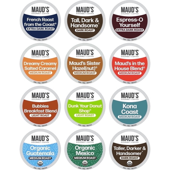 Maud's 12 Flavor Coffee Pods Variety Pack, Compatible w/ K-Cup Brewers, 136ct