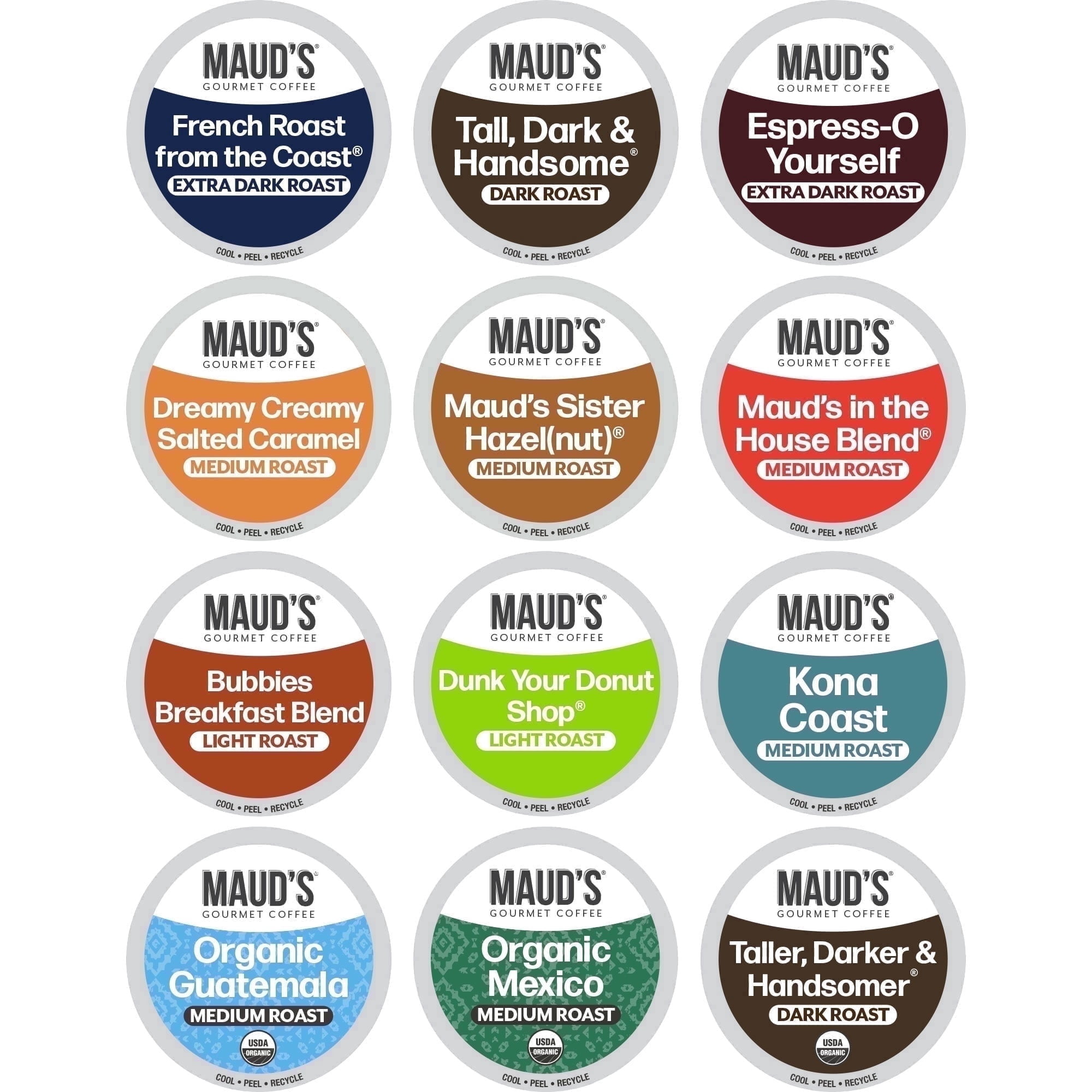 Maud's 12 Flavor Coffee Pods Variety Pack, Compatible w/ K-Cup Brewers, 136ct