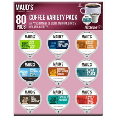 Maud's 9 Flavor Original Coffee Pods Variety Pack, Compatible w/ K-Cup Brewers, 80ct