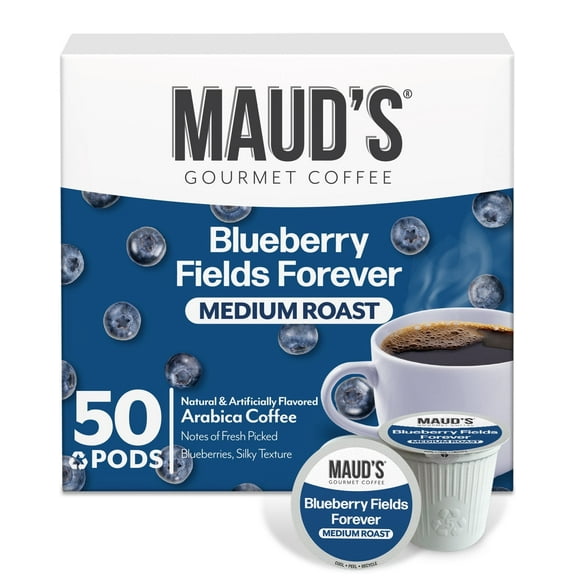 Maud's Blueberry Coffee Pods, Blueberry Fields Forever, Compatible w/ K-Cup Brewers, 50ct