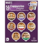 Maud's Cappuccino Coffee Pods Variety Pack, Cappuccino Delight, Compatible w/ K-Cup Brewers, 56ct