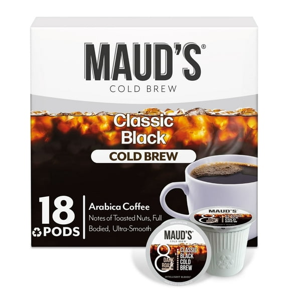 Maud's Cold Brew Dark Roast Coffee Pods, 18 ct, Recyclable Single Serve Pods – 100% Arabica Coffee, Compatible with Keurig K Cups Maker