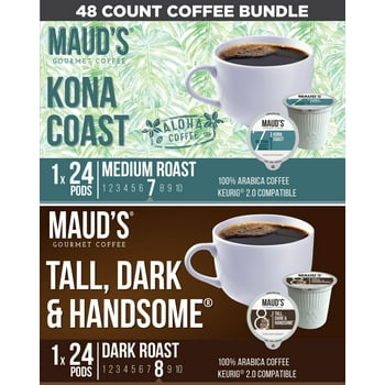 Maud's Dark Roast and Kona Coast Coffee Pod Bundle, 48ct
