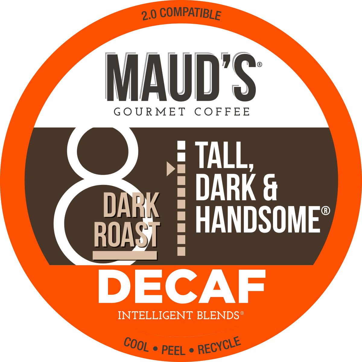 Maud's Dark Roast Decaf Coffee (Decaf Tall Dark and Handsome), 100ct. Recyclable Single Serve Decaf Dark Roast Coffee Pods 100% Arabica Coffee California Roasted, Keurig Dark Decaf K Cups Compatible