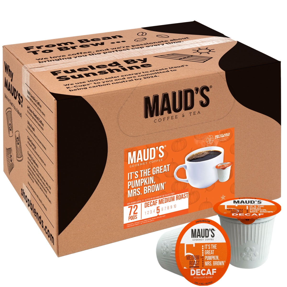 Maud's Decaf Pumpkin Spice Coffee (Great Pumpkin Mrs. Brown), 72ct ...