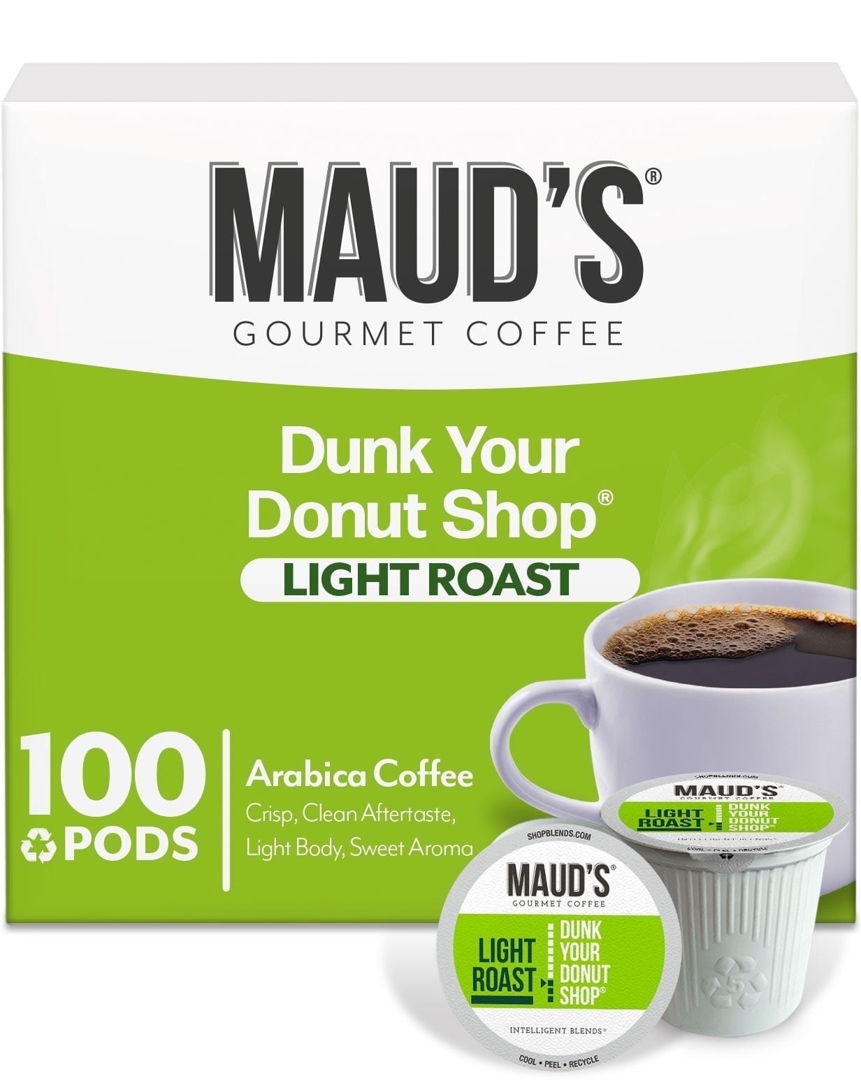 Maud's Donut Shop Coffee Pods, Dunk Your Donut Shop, Compatible w/ K-Cup Brewers, 100ct