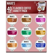Maud's Flavored Coffee Pods Variety Packs, 9 Original Flavors, Compatible w/ K-Cup Brewers, 40ct