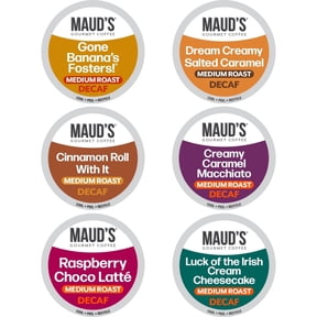 Maud's Flavored Decaf Coffee Pods Variety Pack, 24 ct, 6 Assorted Roasts & Flavors, Decaf Medium Roast Coffee in Single Serve Pods - 100% Arabica Beans, Compatible with Keurig K Cups Maker