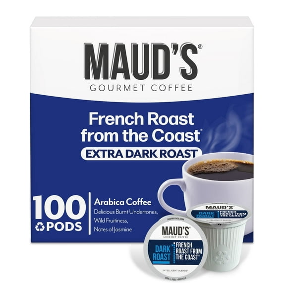Maud's French Roast Coffee Pods, French Roast From The Coast, Compatible w/ K-Cup Brewers, 100ct